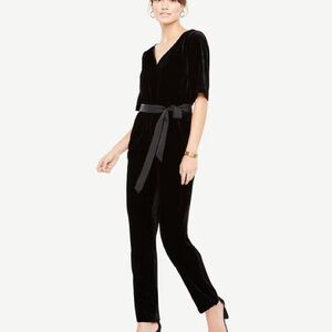 Ann Taylor Petite Belted Velvet Jumpsuit